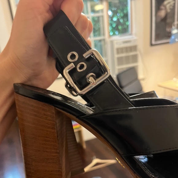 PRADA Women - Genuine Black Patent Leather Wedges - Size 41 - Picture 3 of 10